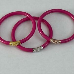 Three Kings Epic Pink Bangle bracelet Set with Gold and Silver Accents budhagirl